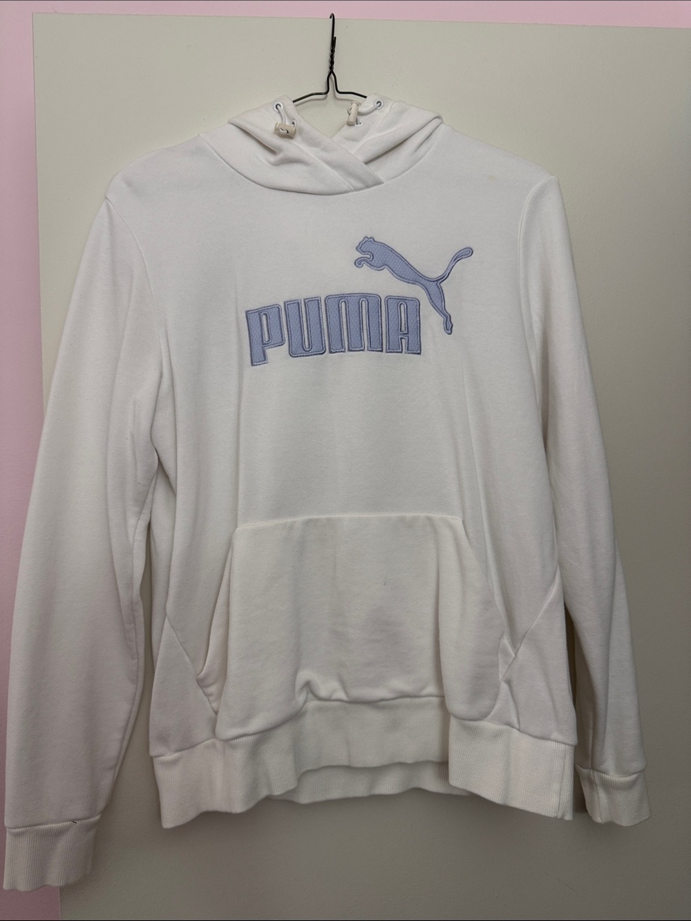 Puma White Hoodie with Light Blue Logo